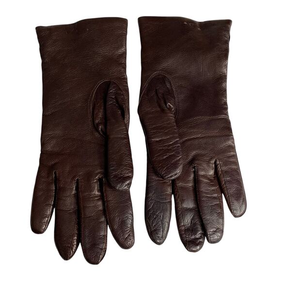 Vtg Guanto Sim Simeone Leather Driving Gloves Womens 8 Brown Wool Lined Italy - Picture 7 of 13